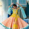 Sun Kissed Yellow & Orange Anarkali Sharara Set with Gota Work - Image 3