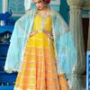Sun Kissed Yellow & Orange Anarkali Sharara Set with Gota Work - Image 4
