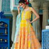 Sun Kissed Yellow & Orange Anarkali Sharara Set with Gota Work - Image 5