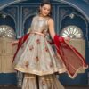 Rich Beige Golden & Red Combo Sharara Set with Gota Work - Image 4